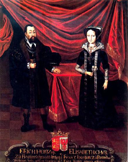 unknow artist Eric I, Duke of Brunswick-Luneburg, with his second wife, Elizabeth of Brandenburg, around 1530
